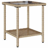 Garden Sofa with Table&Cushions L-shaped Beige Poly Rattan