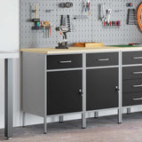 Work Cabinet with Drawer 2 pcs Black and Grey 100 x 55 x 85 cm - Side View