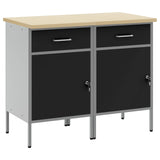 Work Cabinet with Drawer 2 pcs Black and Grey 100 x 55 x 85 cm - Front View