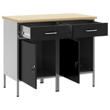 Work Cabinet with Drawer 2 pcs Black and Grey 100 x 55 x 85 cm - Top-Down View