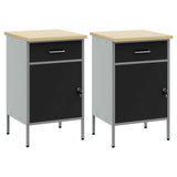 Work Cabinet with Drawer 2 pcs Black and Grey 100 x 55 x 85 cm