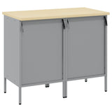 Work Cabinet with Drawer 2 pcs Black and Grey 100 x 55 x 85 cm - Low Angle
