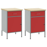 Work Cabinet with Drawer 2 pcs Red and Grey 100 x 55 x 85 cm - 45-Degree Angle