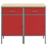 Work Cabinet with Drawer 2 pcs Red and Grey 100 x 55 x 85 cm - Low Angle
