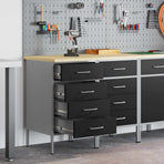 Work Cabinet with Drawer 2 pcs Black and Grey 100 x 55 x 85 cm