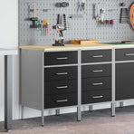 Work Cabinet with Drawer 2 pcs Black and Grey 100 x 55 x 85 cm