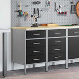 Work Cabinet with Drawer 2 pcs Black and Grey 100 x 55 x 85 cm - Side View