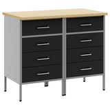 Work Cabinet with Drawer 2 pcs Black and Grey 100 x 55 x 85 cm - Front View