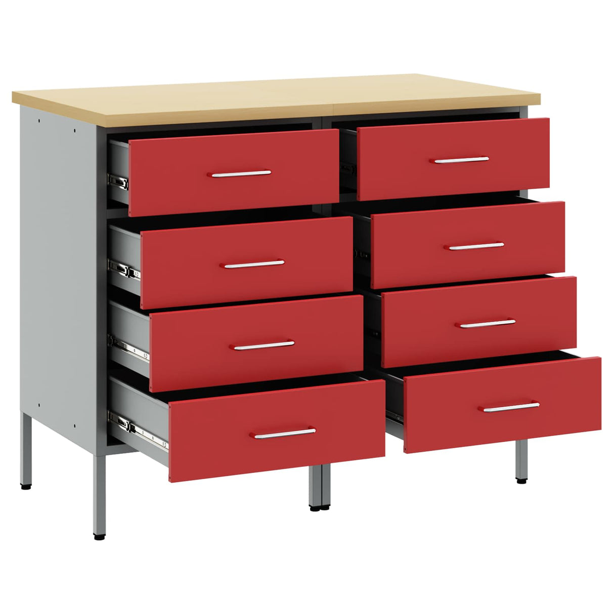 Work Cabinet with Drawer 2 pcs Red and Grey 100 x 55 x 85 cm