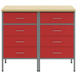 Work Cabinet with Drawer 2 pcs Red and Grey 100 x 55 x 85 cm