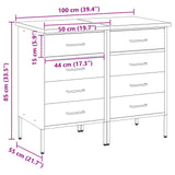 Work Cabinet with Drawer 2 pcs Red and Grey 100 x 55 x 85 cm