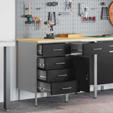 Work Cabinet with Drawer 2 pcs Black and Grey 100 x 55 x 85 cm