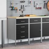 Work Cabinet with Drawer 2 pcs Black and Grey 100 x 55 x 85 cm - Side View