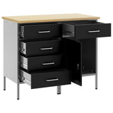 Work Cabinet with Drawer 2 pcs Black and Grey 100 x 55 x 85 cm