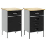 Work Cabinet with Drawer 2 pcs Black and Grey 100 x 55 x 85 cm
