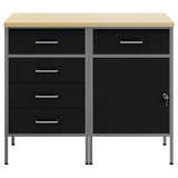 Work Cabinet with Drawer 2 pcs Black and Grey 100 x 55 x 85 cm - Rear View