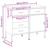 Work Cabinet with Drawer 2 pcs Black and Grey 100 x 55 x 85 cm