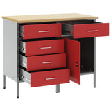 Work Cabinet with Drawer 2 pcs Red and Grey 100 x 55 x 85 cm