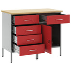 Work Cabinet with Drawer 2 pcs Red and Grey 100 x 55 x 85 cm