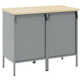 Work Cabinet with Drawer 2 pcs Red and Grey 100 x 55 x 85 cm - Low Angle