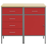 Work Cabinet with Drawer 2 pcs Red and Grey 100 x 55 x 85 cm