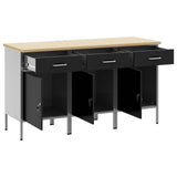 Work Cabinet with Drawer 3 pcs Black and Grey 150 x 55 x 85 cm - Top-Down View