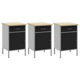 Work Cabinet with Drawer 3 pcs Black and Grey 150 x 55 x 85 cm - 45-Degree Angle