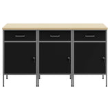 Work Cabinet with Drawer 3 pcs Black and Grey 150 x 55 x 85 cm - Rear View