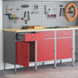 Work Cabinet with Drawer 3 pcs Red and Grey 150 x 55 x 85 cm