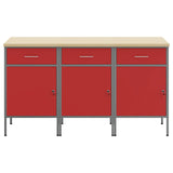 Work Cabinet with Drawer 3 pcs Red and Grey 150 x 55 x 85 cm