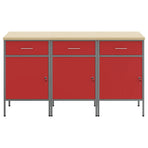 Work Cabinet with Drawer 3 pcs Red and Grey 150 x 55 x 85 cm