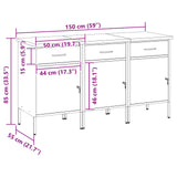 Work Cabinet with Drawer 3 pcs Red and Grey 150 x 55 x 85 cm