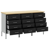 Work Cabinet with Drawer 3 pcs Black and Grey 150 x 55 x 85 cm - Top-Down View
