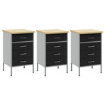 Work Cabinet with Drawer 3 pcs Black and Grey 150 x 55 x 85 cm