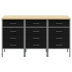 Work Cabinet with Drawer 3 pcs Black and Grey 150 x 55 x 85 cm