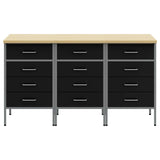 Work Cabinet with Drawer 3 pcs Black and Grey 150 x 55 x 85 cm - Rear View