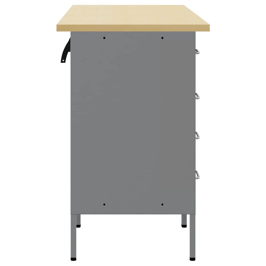 Work Cabinet with Drawer 3 pcs Black and Grey 150 x 55 x 85 cm