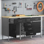 Work Cabinet with Drawer 3 pcs Black and Grey 150 x 55 x 85 cm