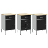 Work Cabinet with Drawer 3 pcs Black and Grey 150 x 55 x 85 cm - 45-Degree Angle