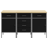 Work Cabinet with Drawer 3 pcs Black and Grey 150 x 55 x 85 cm