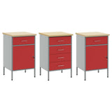 Work Cabinet with Drawer 3 pcs Red and Grey 150 x 55 x 85 cm - 45-Degree Angle