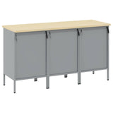 Work Cabinet with Drawer 3 pcs Red and Grey 150 x 55 x 85 cm - Low Angle