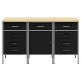 Work Cabinet with Drawer 3 pcs Black and Grey 150 x 55 x 85 cm