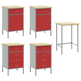 Work Cabinet with Drawer 3 pcs Red and Grey 150 x 55 x 85 cm - Top-Down View