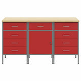Work Cabinet with Drawer 3 pcs Red and Grey 150 x 55 x 85 cm