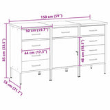 Work Cabinet with Drawer 3 pcs Red and Grey 150 x 55 x 85 cm