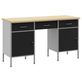Work Cabinet with Drawer 3 pcs Black Engineered wood and steel