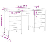 Work Cabinet with Drawer 3 pcs Black Engineered wood and steel - Close-Up Angle