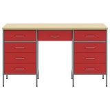 Work Cabinet with Drawer 3 pcs Red Engineered wood and steel - Rear View
