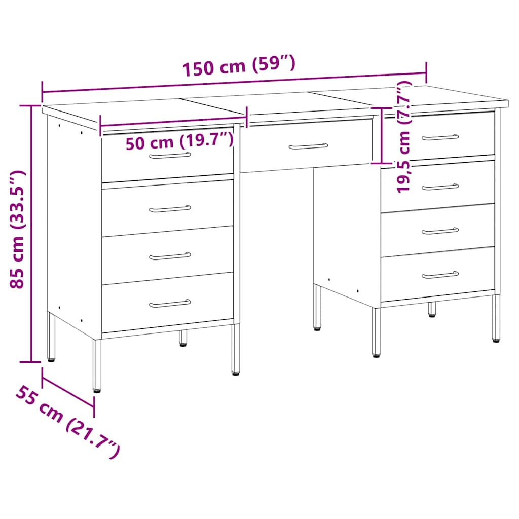 Work Cabinet with Drawer 3 pcs Red Engineered wood and steel